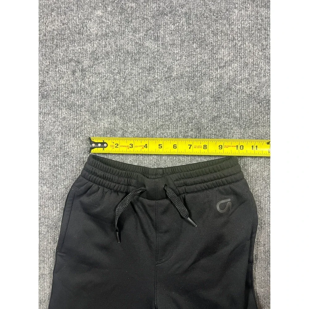 Gap‎ Fit Sweatpants Boys Small Black Tapered Leg Logo Drawstring Fleece Lined